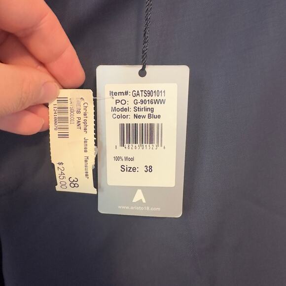 NWT AR18TO Aristo Eighteen Stirling Men’s Unhemmed Dress Pants Size 38 New Blue - Picture 8 of 9